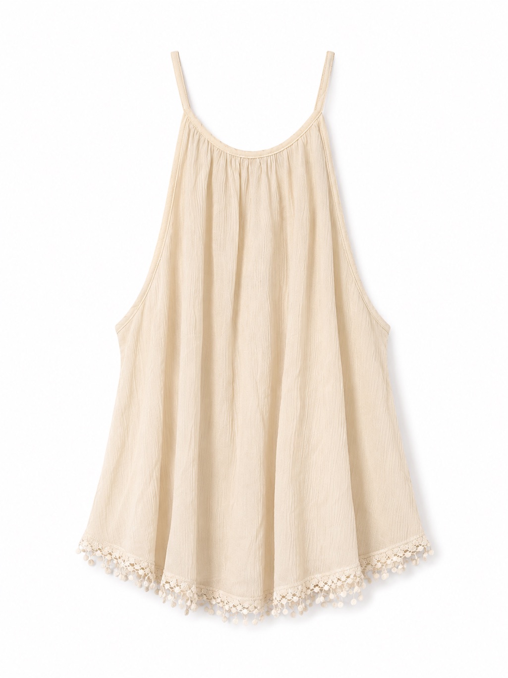 H&M Divided Sleeveless Beige Crochet-Hem Swing Tank Top - Women Size 14 Nwt